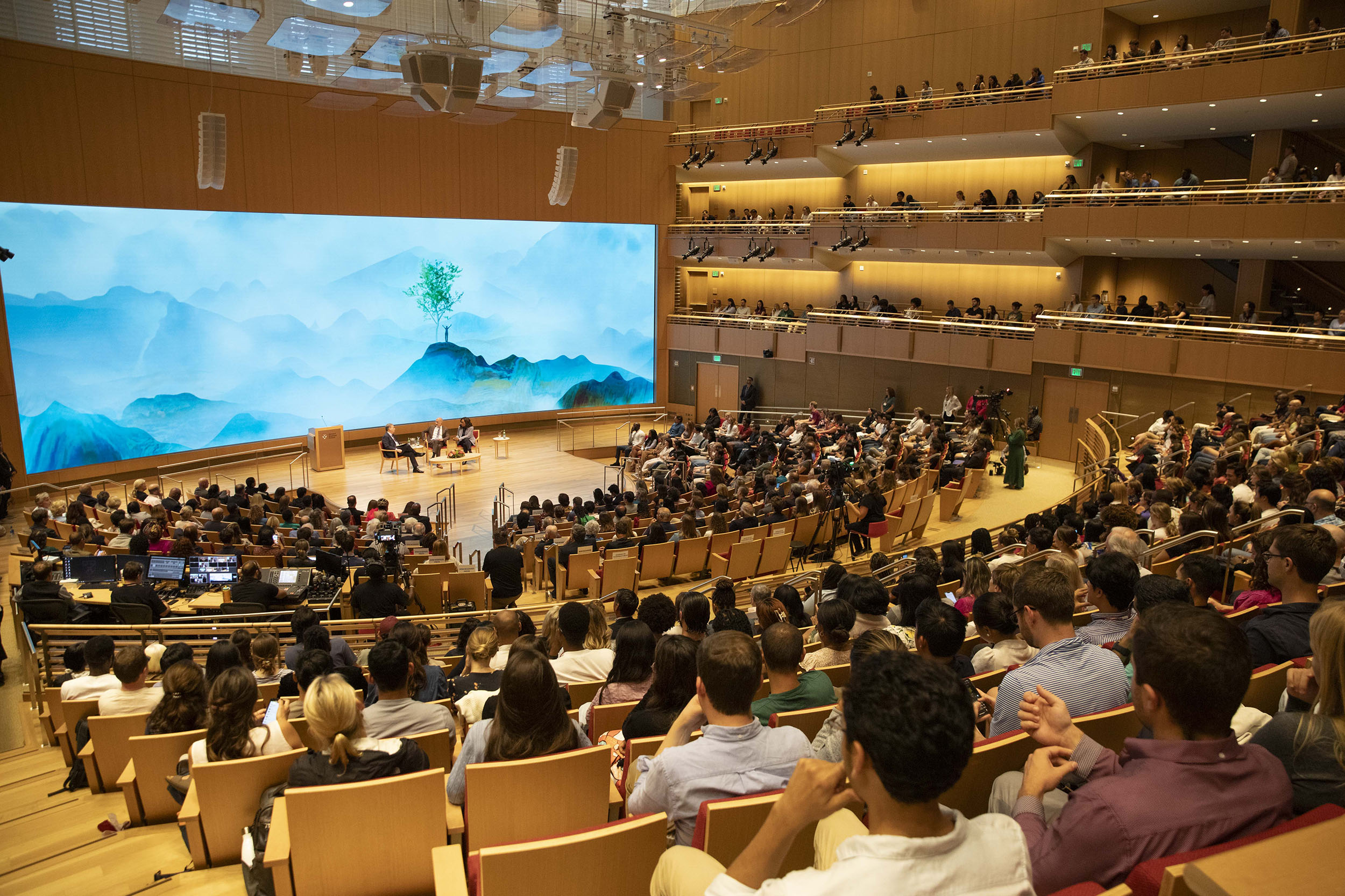 Klarman Hall is packed for book talk by Oprah Winfrey and Arthur Brooks.