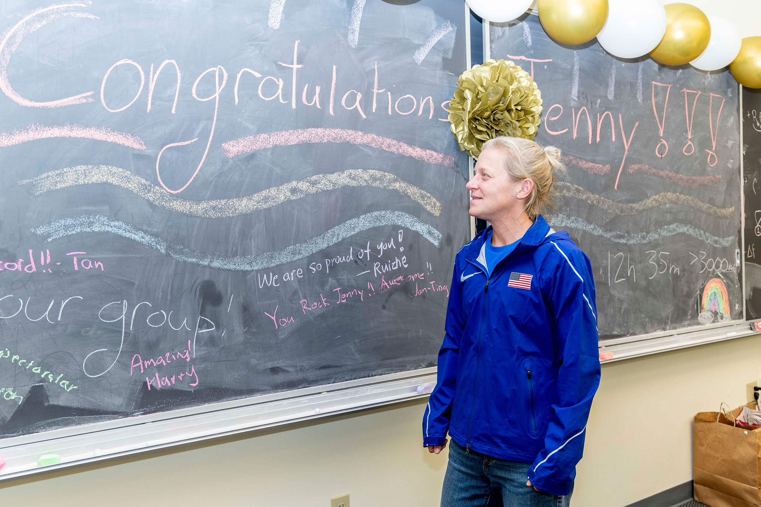 Jenny Hoffman in her office following her historic run.