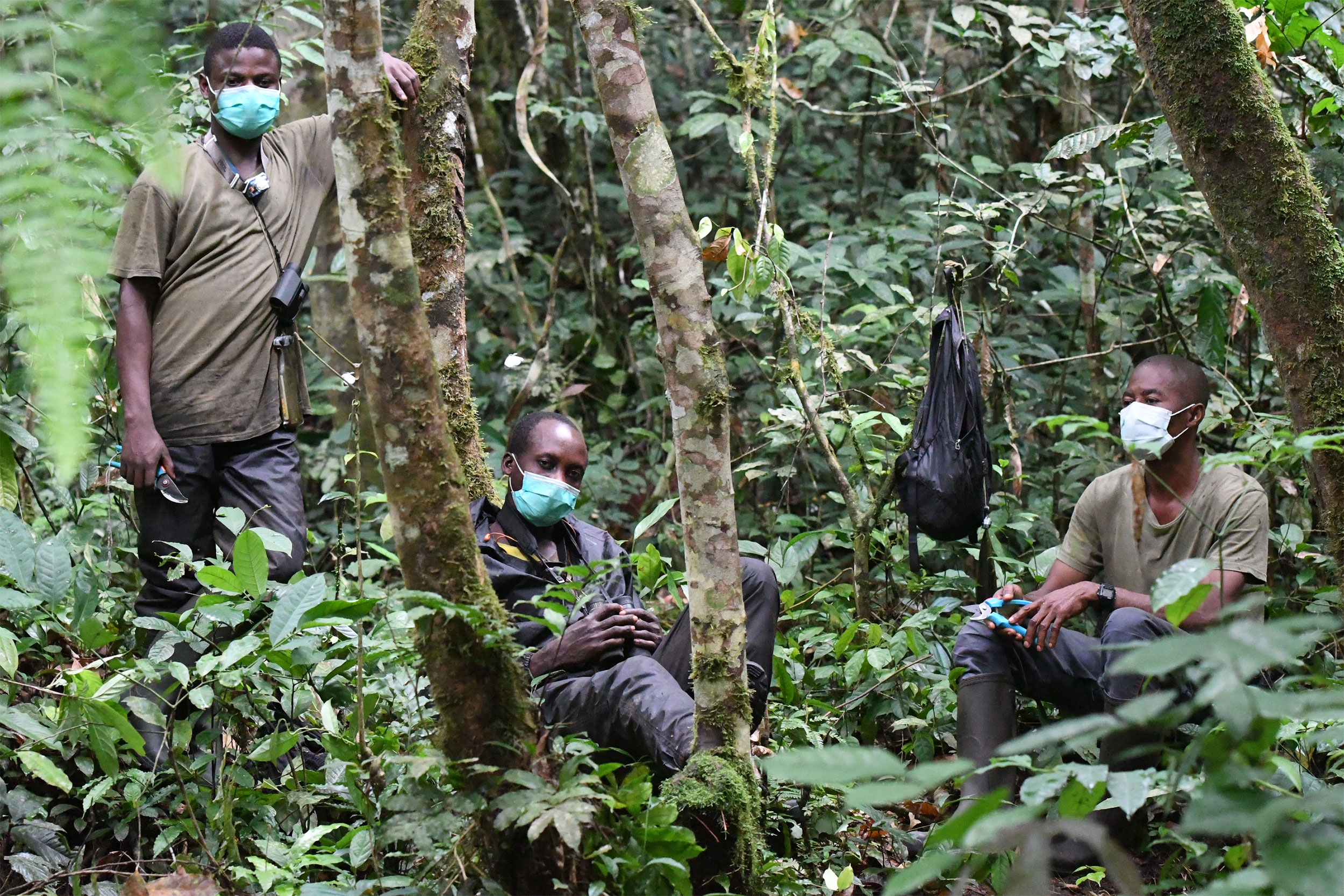 Members of the local community and bonobo data collection team.