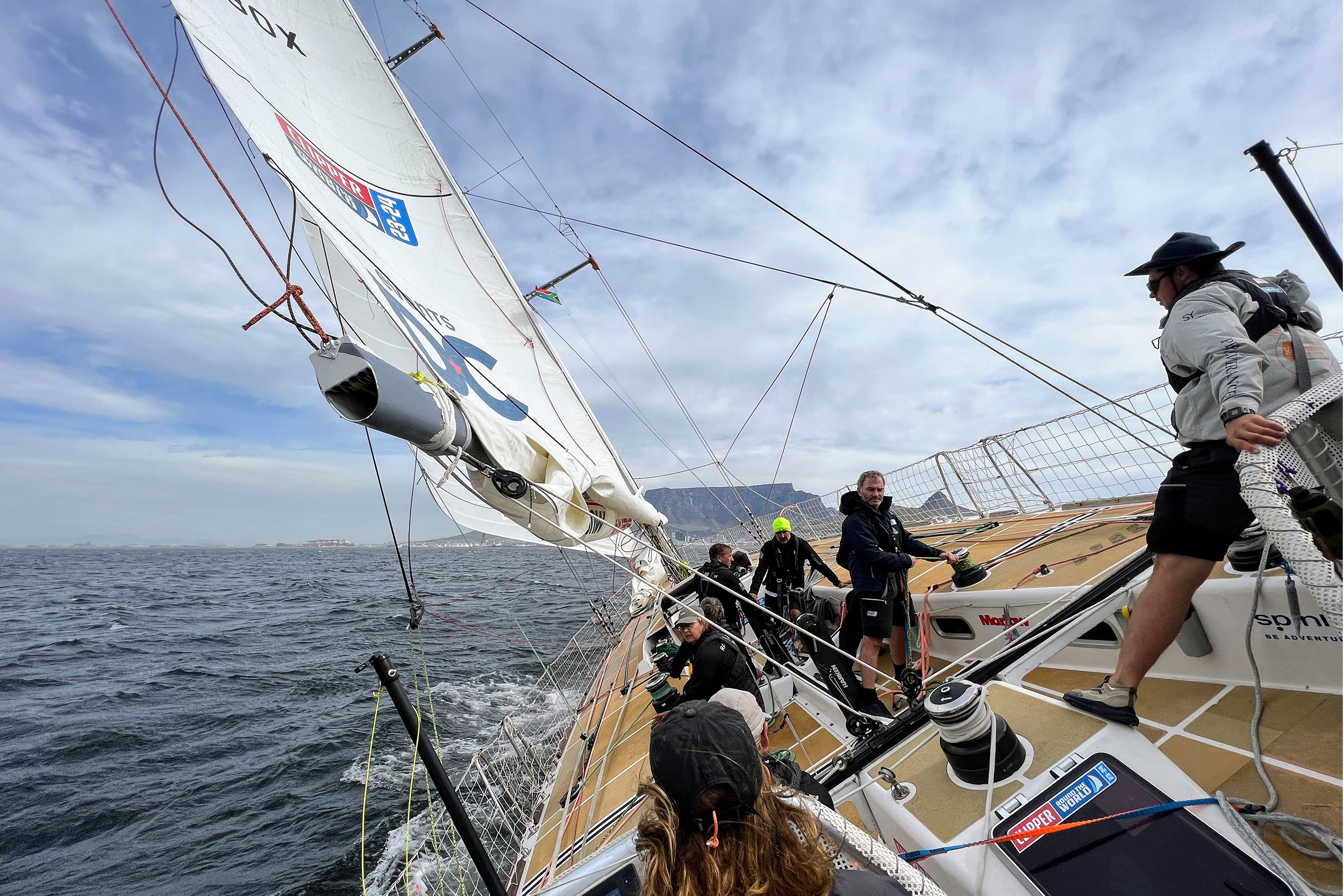 Crew members aboard the 70-foot Washington, DC.