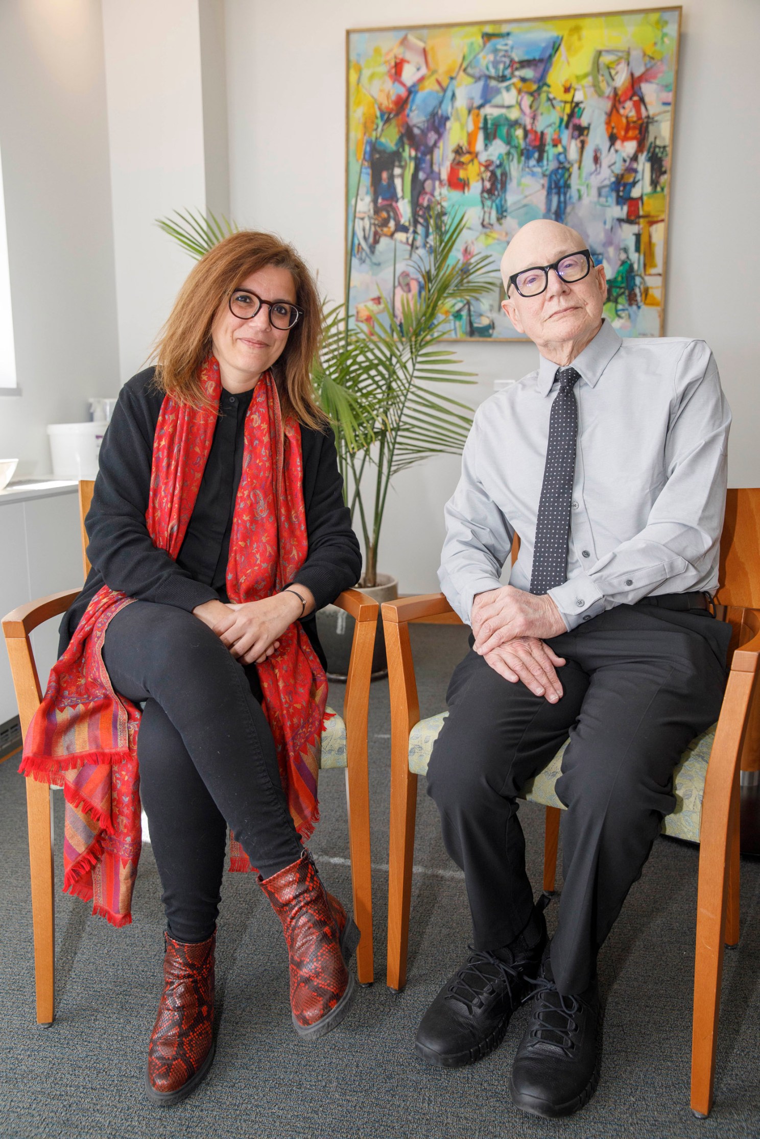 Joelle Abi-Rached and Allan Brandt seated for portrait.