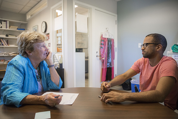 Caetano Hanta-Davis '18 meets with Katherine Merseth, Senior Lecturer on Education