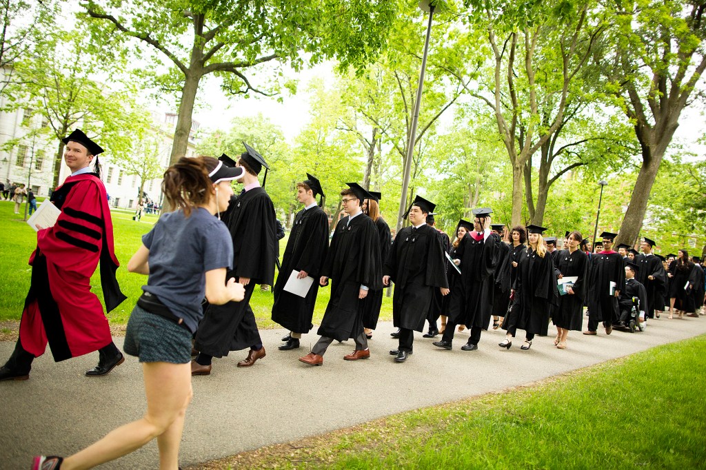 Students in a processional during Phi Beta Kappa Literary Exercises.