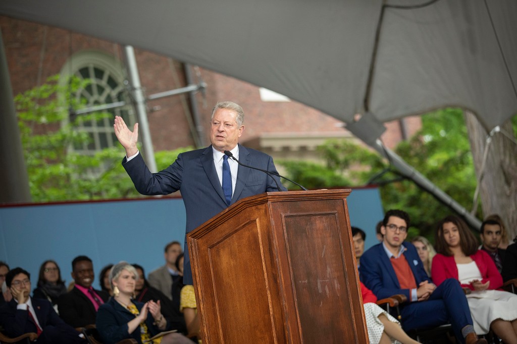 Al Gore speaks onstage