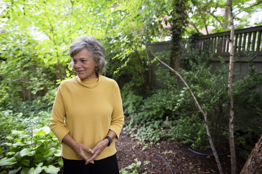 Langer in her garden