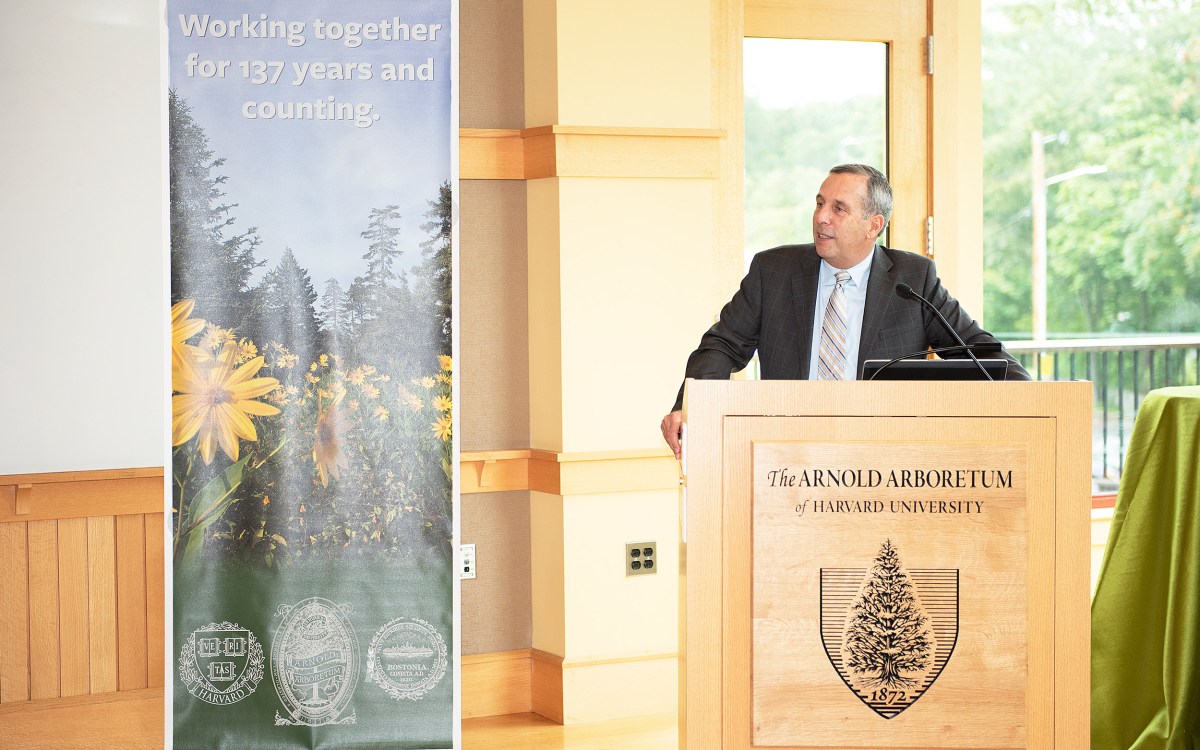 President Larry Bacow at Arboretum