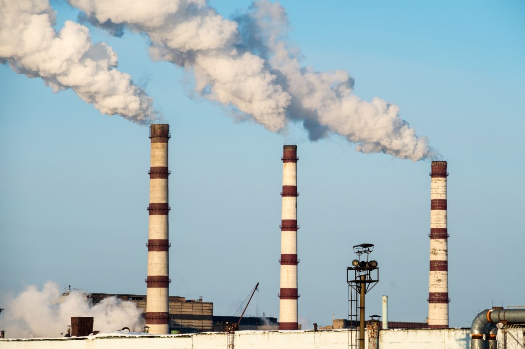 Power plant spewing smoke