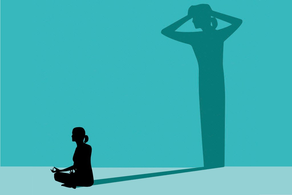 Illustration of meditator with fear shadow