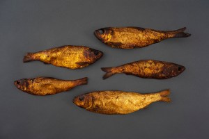 Preserved fish in a golden color