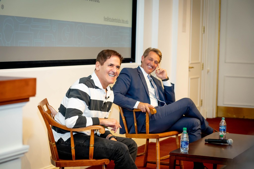 Mark Cuban and Jeff Flake laughing