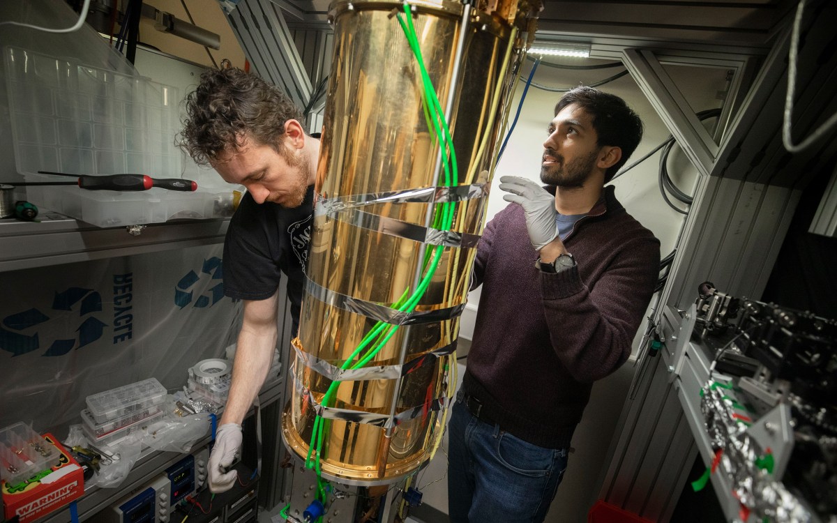 Researchers working in lab.