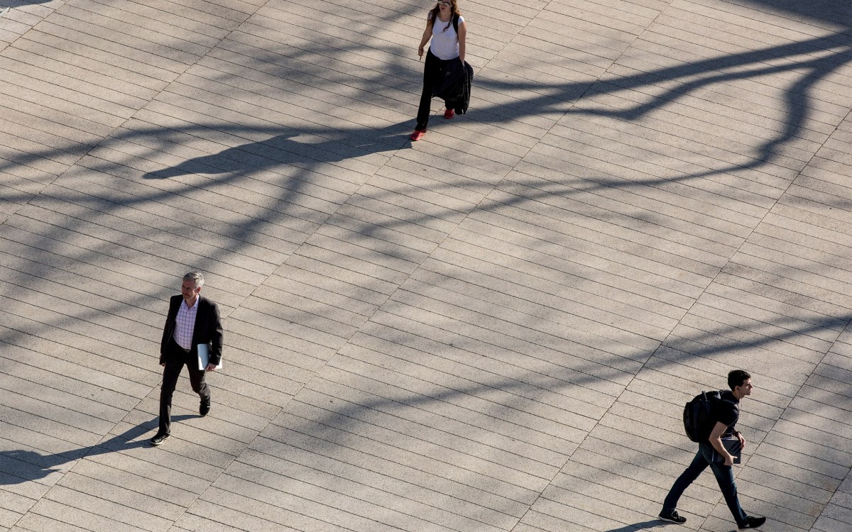 People walking 12 feet apart.