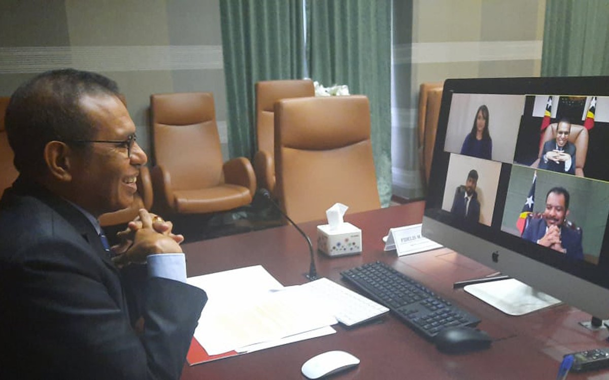 Prime minister Taur Matan Ruak on Zoom.