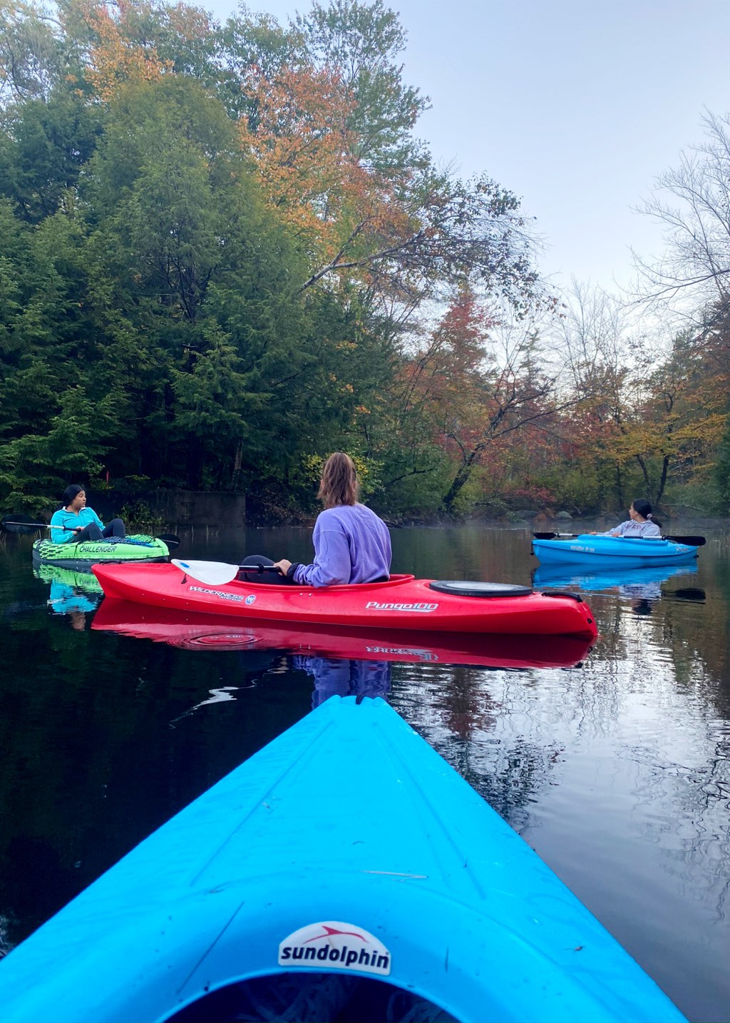 Kayaking on a lake in New Hampshire.