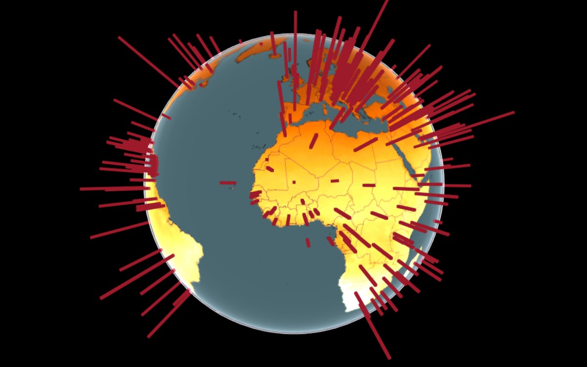 Global COVID-19 cases and ultraviolet radiation illustration.