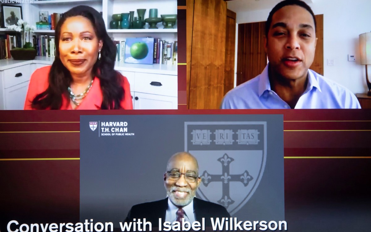 Isabel Wilkerson and othes on Zoom screen.