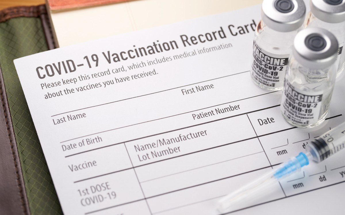 Vaccination card.