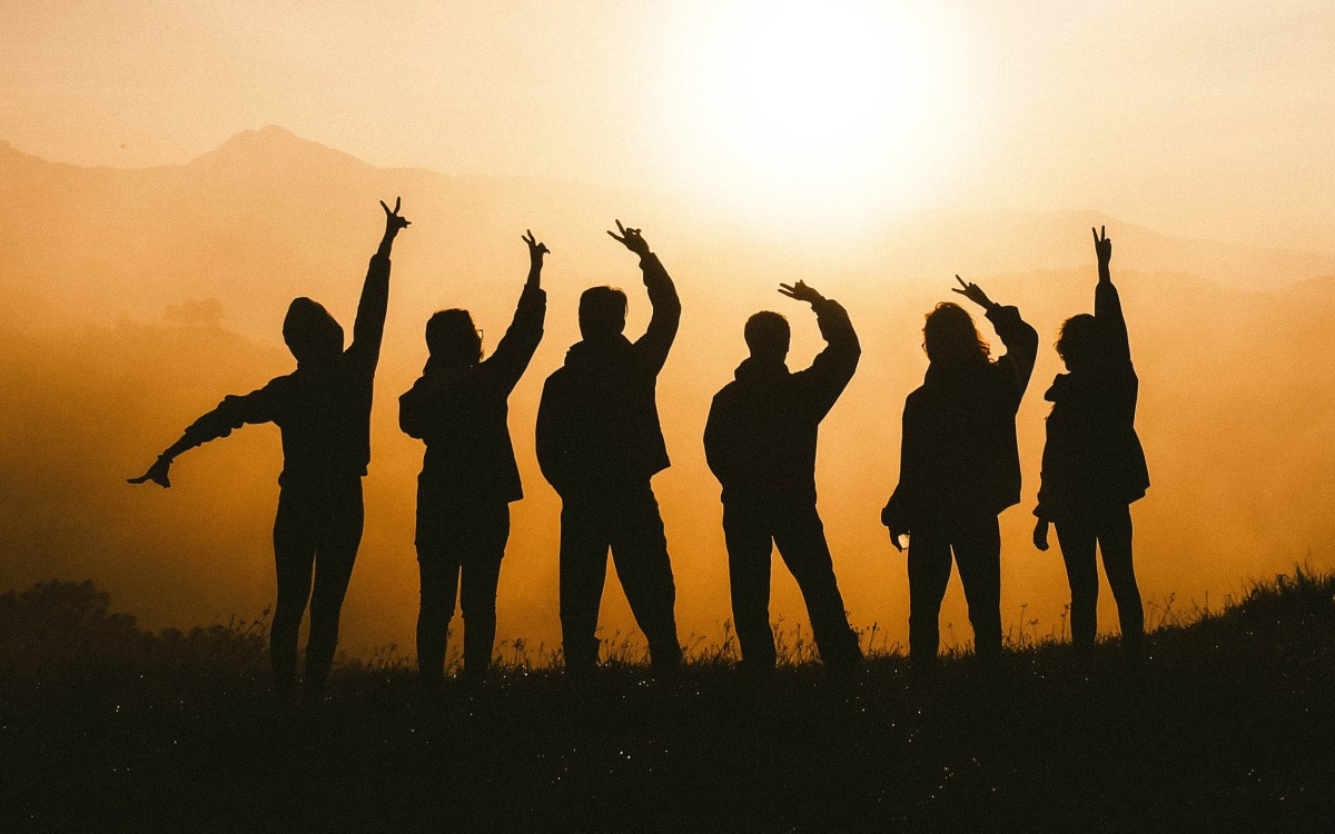 Silhouette of youth at sunset.