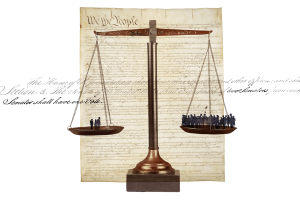 Collage of Constitution and disproportionate voting power.