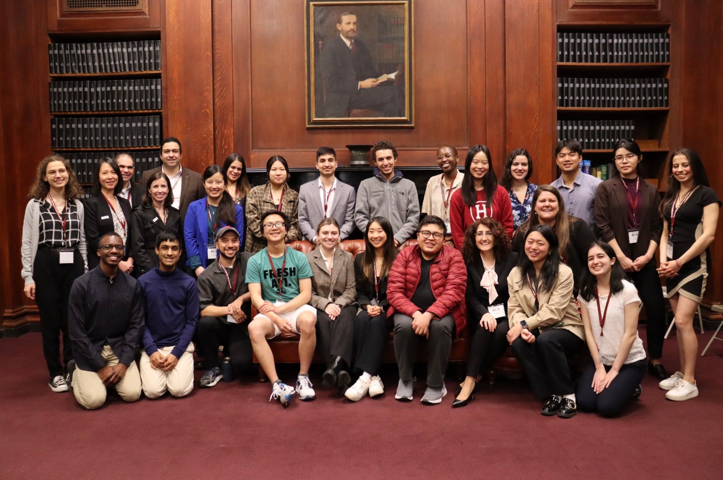 Harvard CCB Undergraduate Research Symposium participants gathered together at CCB Library.