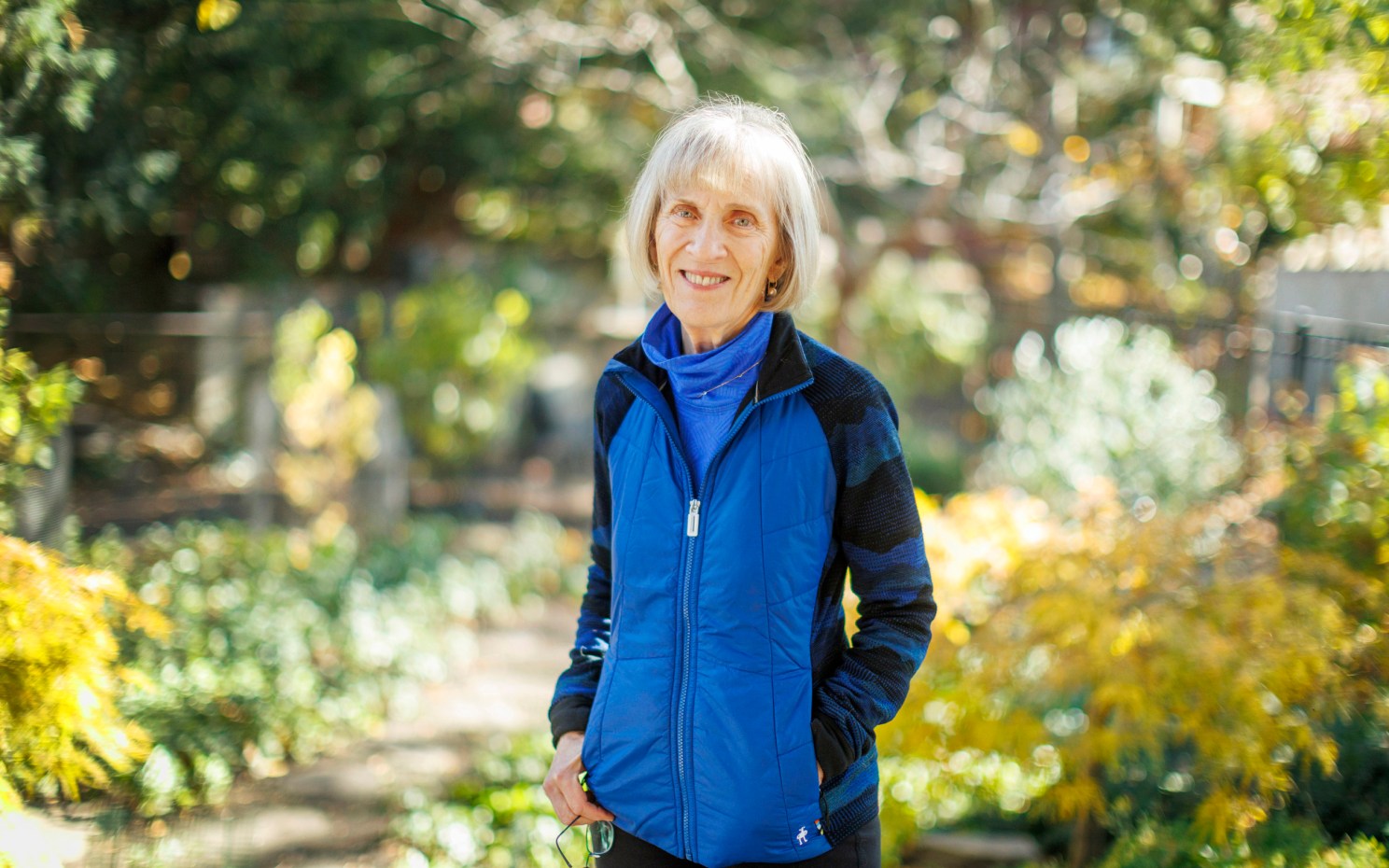 Claudia Goldin at home in her garden.