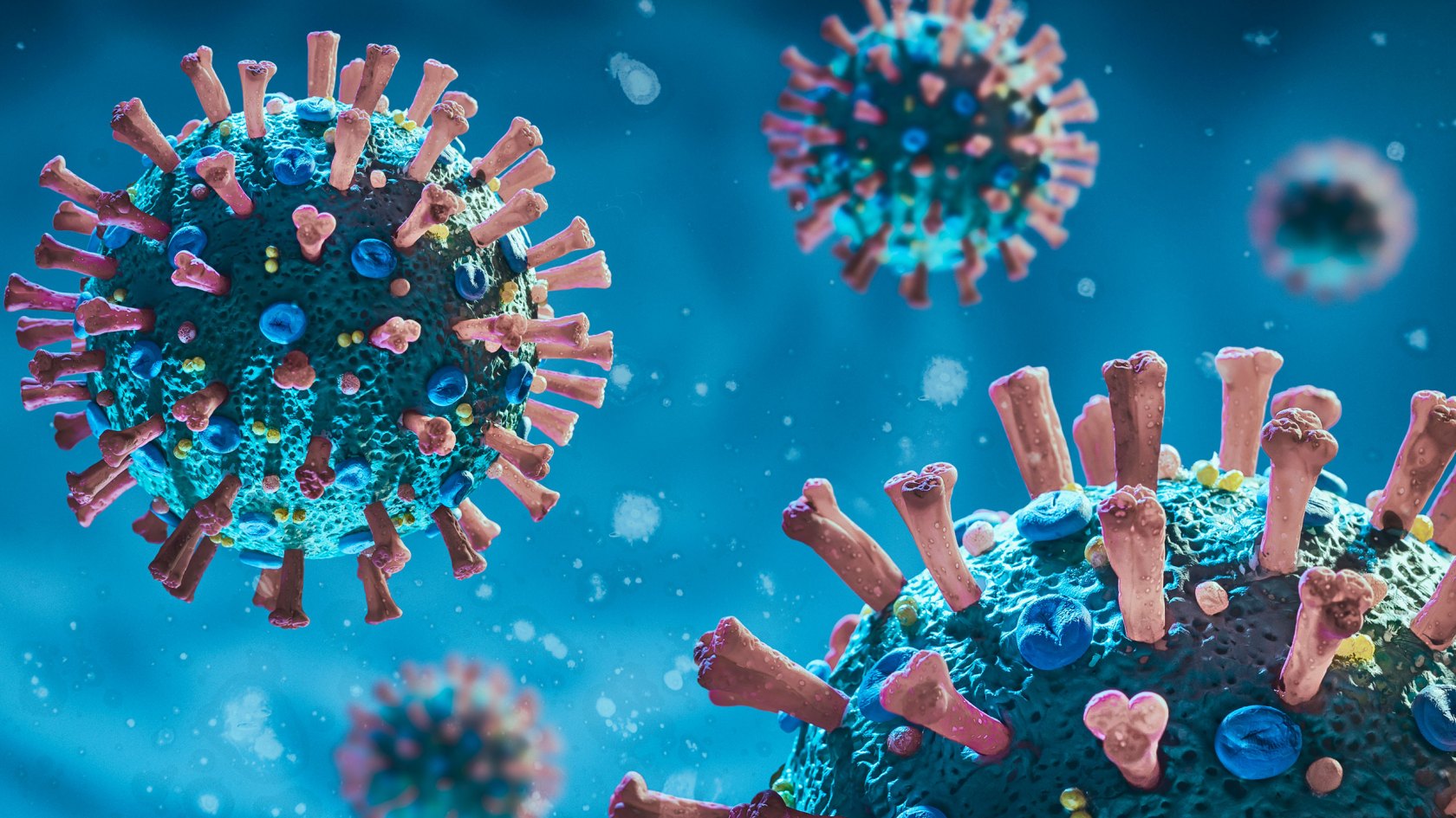 Microscopic real 3D model of the corona virus COVID-19. 