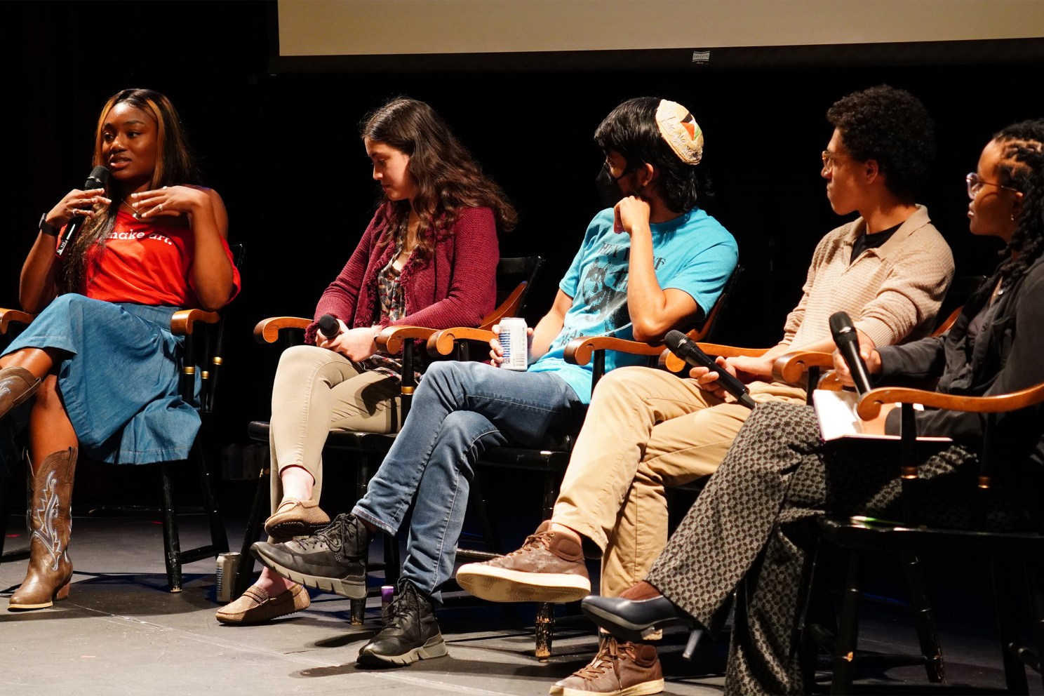 Gabby Anderson ’26, Veronica Leahy ’23, Abraham Rebollo-Trujillo ’20, James Caven ’22, moderator Kalya Bey ‘25 Photos by Marin Gray '26