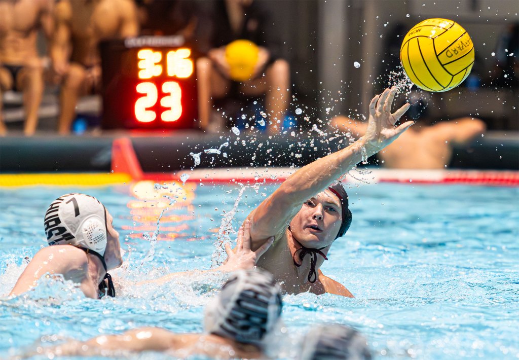 Bradford Dickson during a water polo game at Harvard.