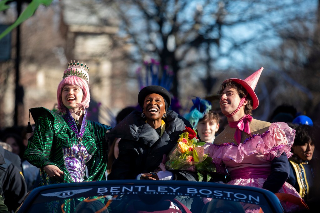 Cynthia Erivo parades through Harvard Square as Hasty Pudding Woman of the Year.