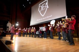 The Harvard University Band performing during the event.