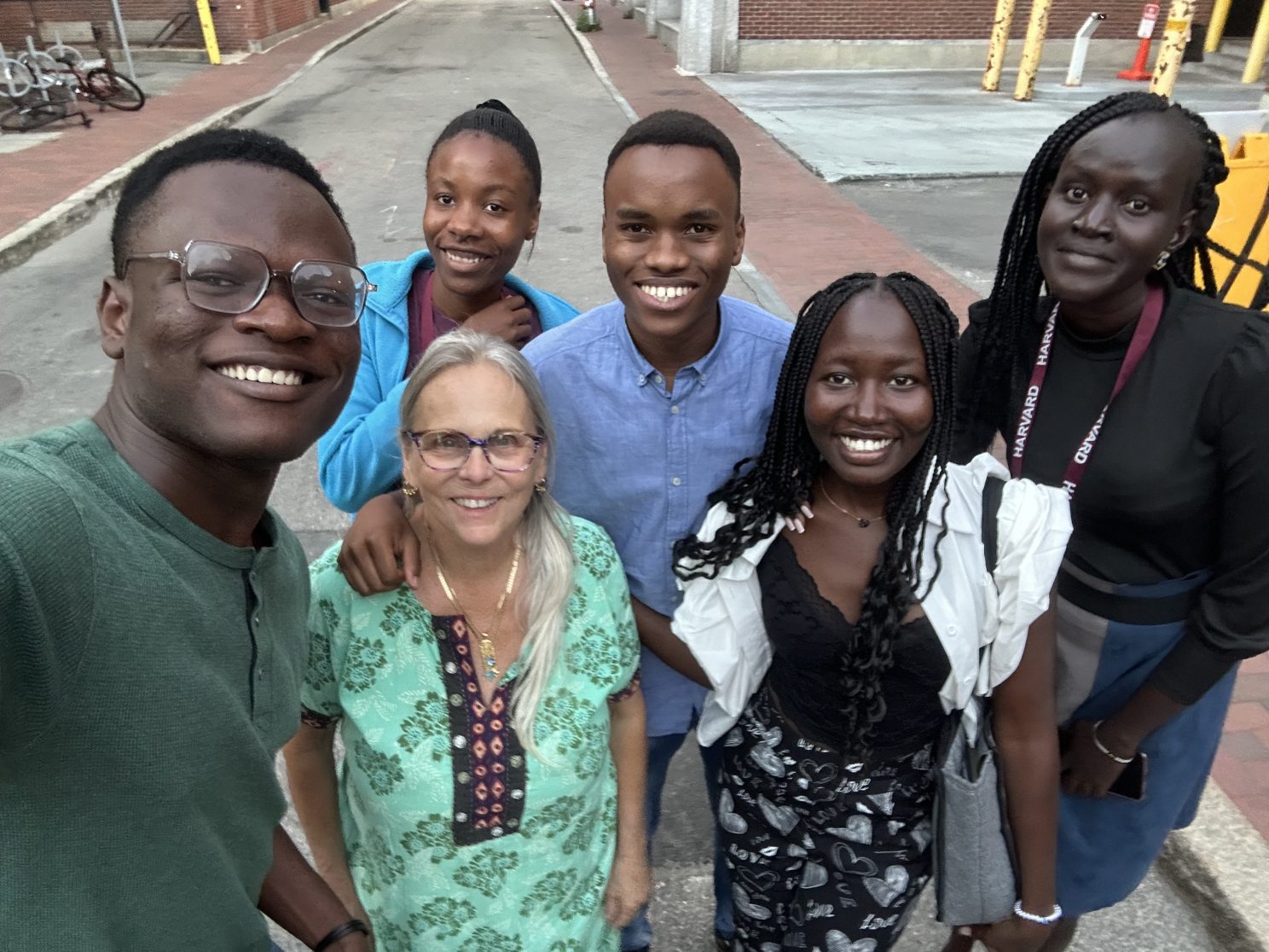 Reisa Volker with a some of her host students.