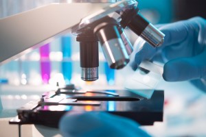 Microscope and lab shot.