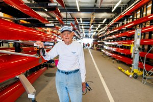 Bill Becklean is the 89-year-old coxswain for the Octo Eight.