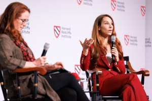 Breast cancer specialist Elizabeth Comen (right) with Janet Rich-Edwards.