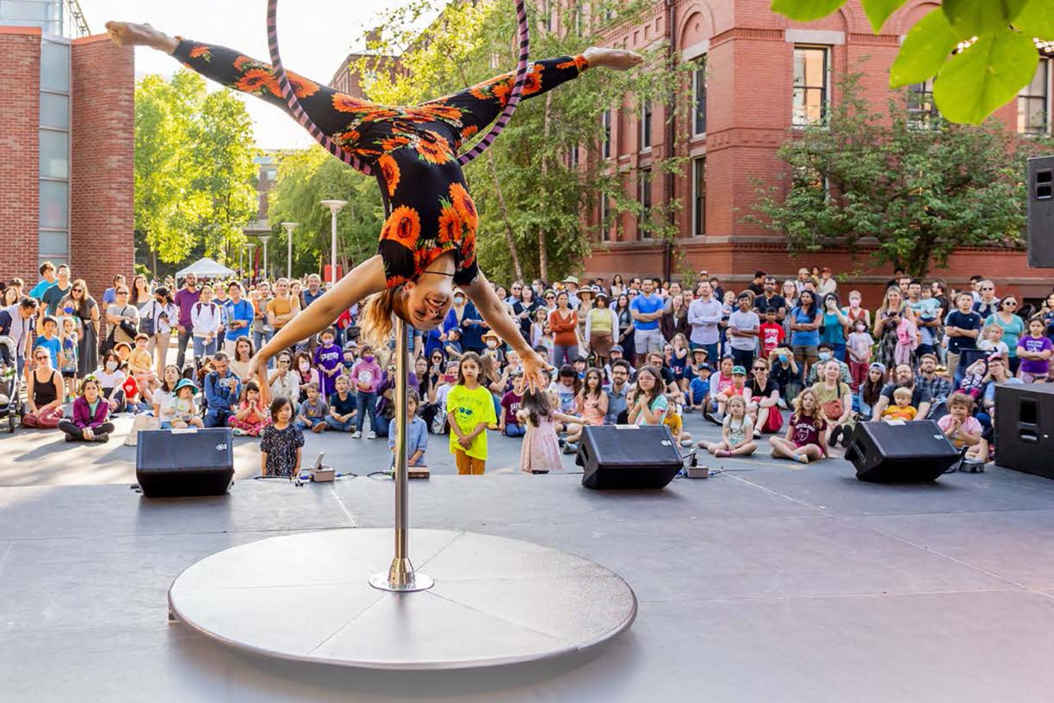 Acrobat from Off the Ground Circus Arts performs at the HMSC Solstice Celebration.