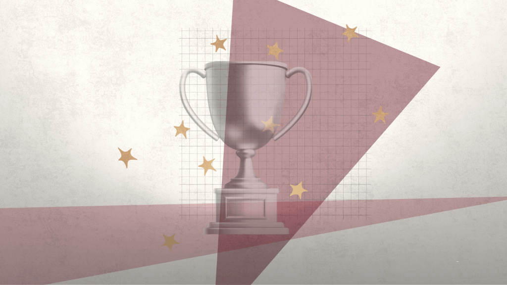 faded trophy with gold stars