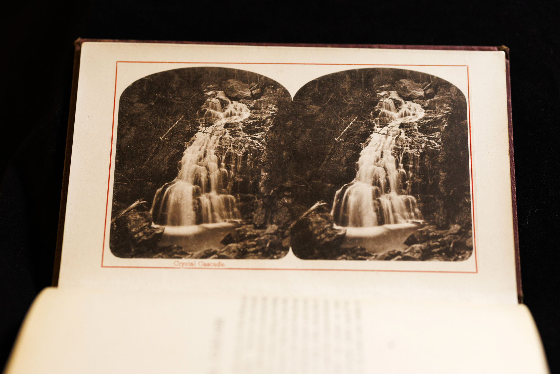 Stereoscopic print from "Gems of American scenery,” showing two side-by-side images of a waterfall.