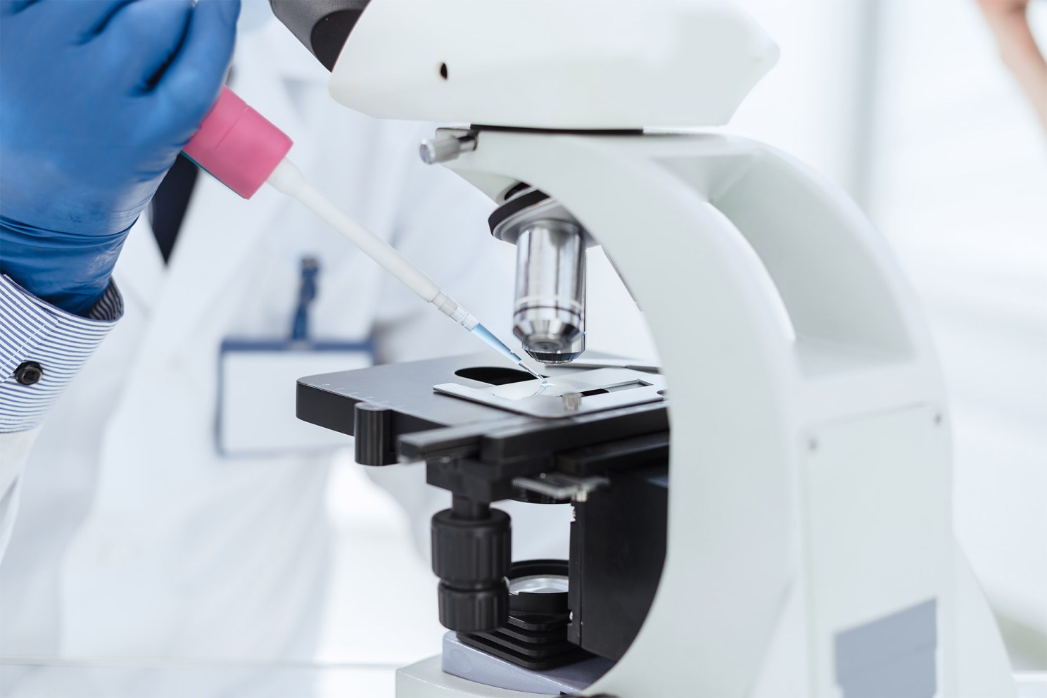 Microscope being used.