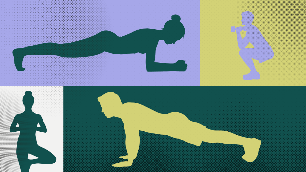 various exercise poses