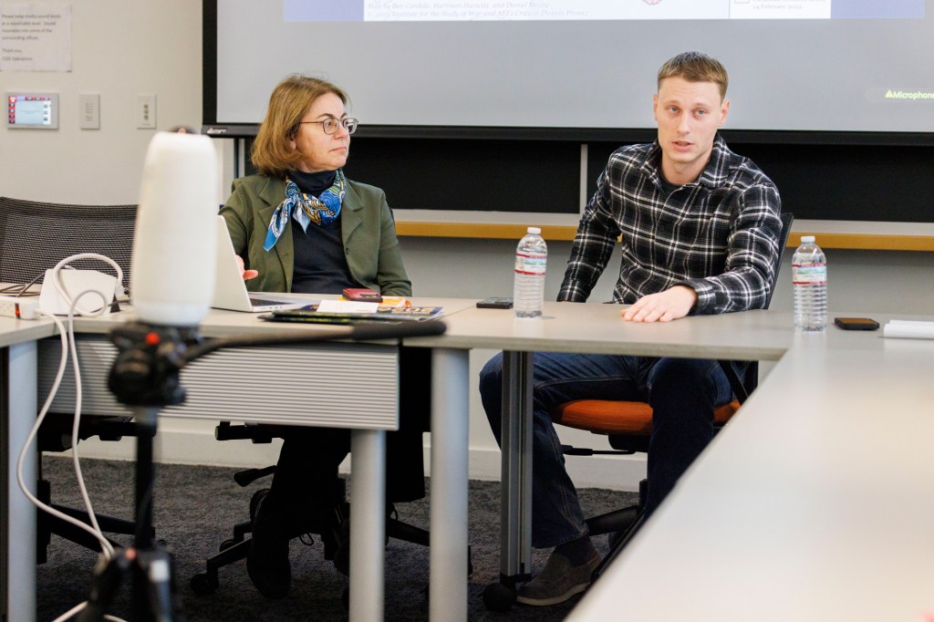 Yevhen Malik (right) and Alexandra Vacroux. 
