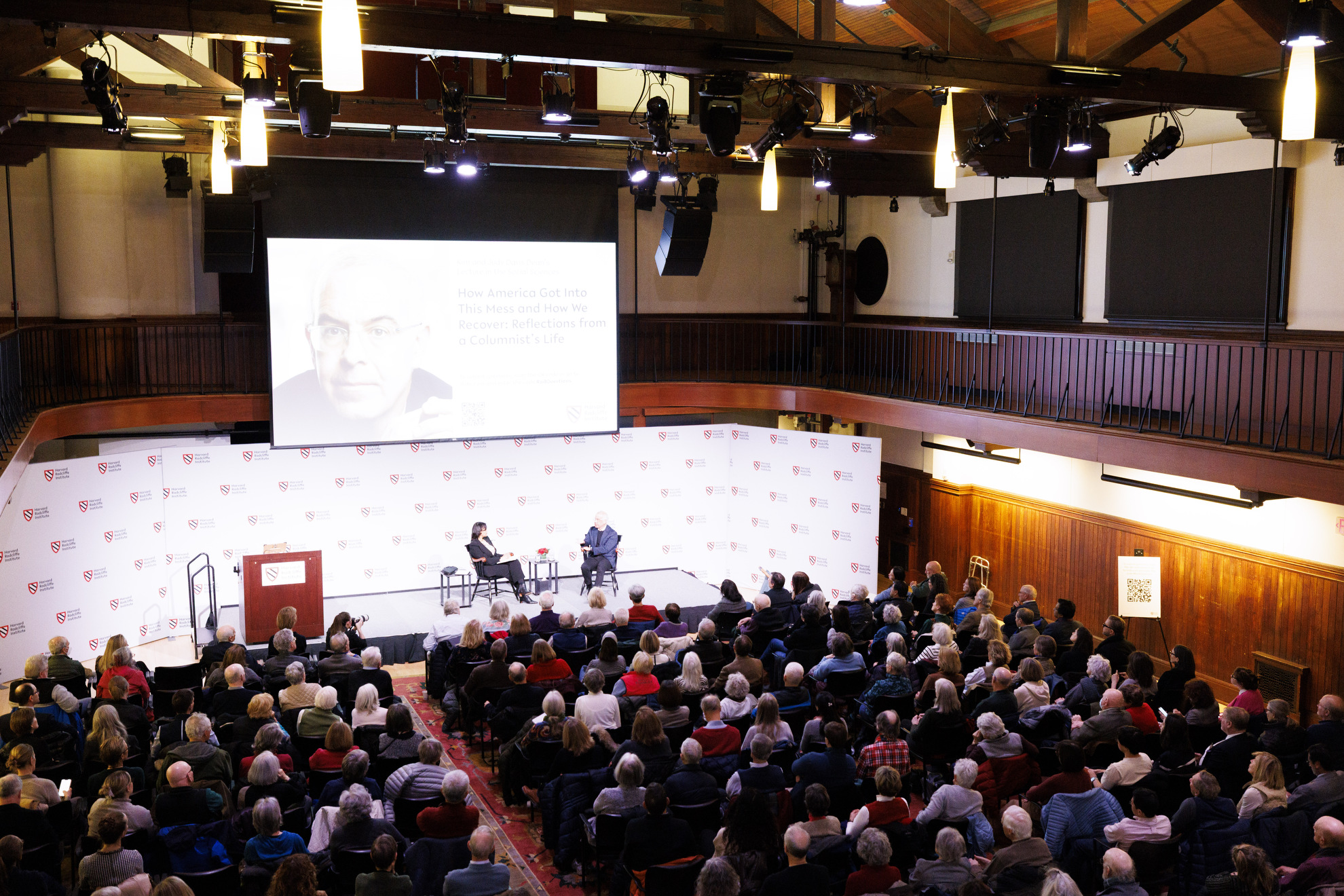 David Brooks and Tomiko Brown-Nagin talk at Radcliffe.