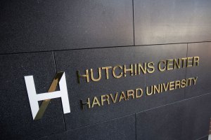 Hutchins Center exterior gold lettering on building.
