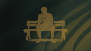 person sitting on bench alone