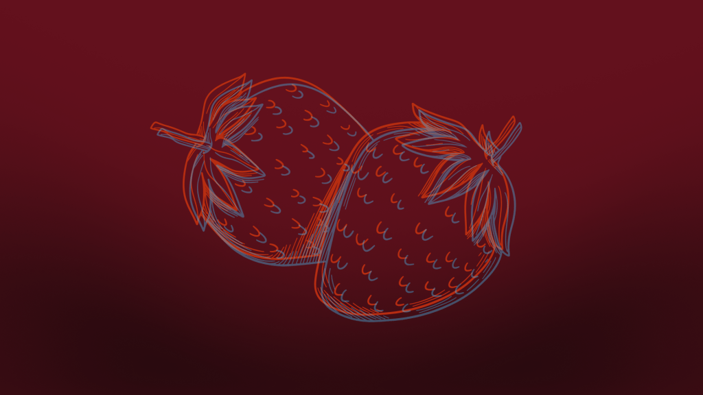 Illustration of two strawberries.