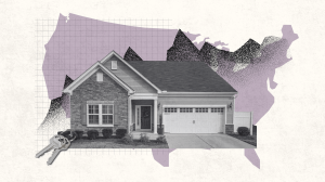 house, USA map, and house keys