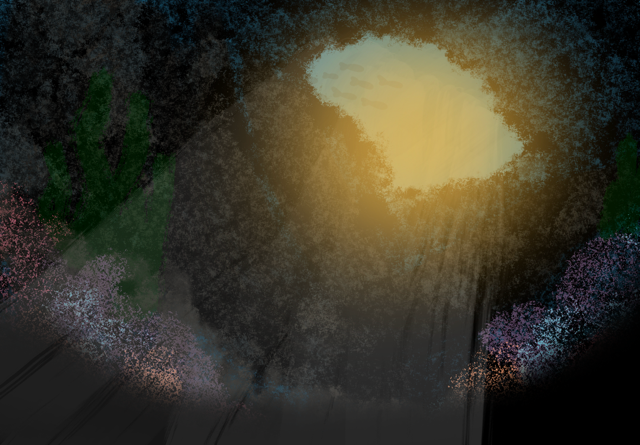 Illustration of light filtering deep in the ocean.